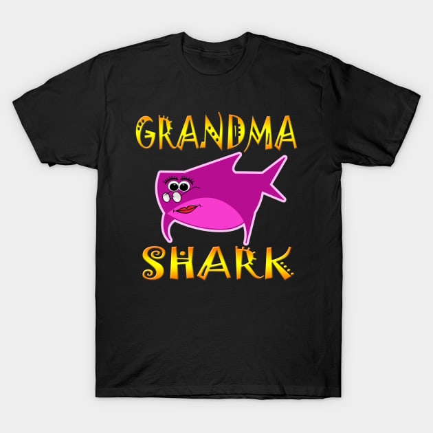 Grandma Shark Funny Tshirt Design T-Shirt by werdanepo